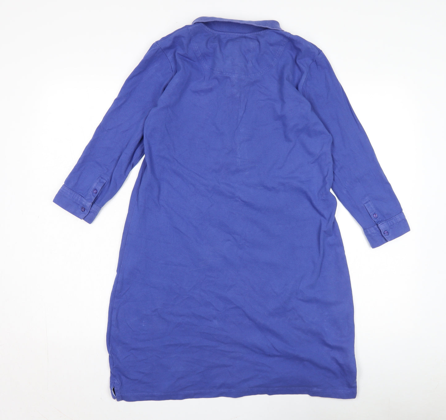 Crew Clothing Women's Blue Shirt Dress, Size 10, 3/4 Sleeve