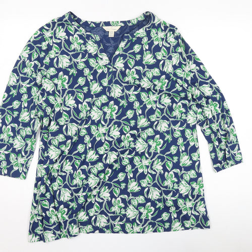 Seasalt Women's Blue Floral Blouse - Size 16