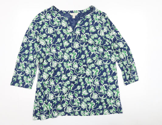 Seasalt Women's Blue Floral Blouse - Size 16