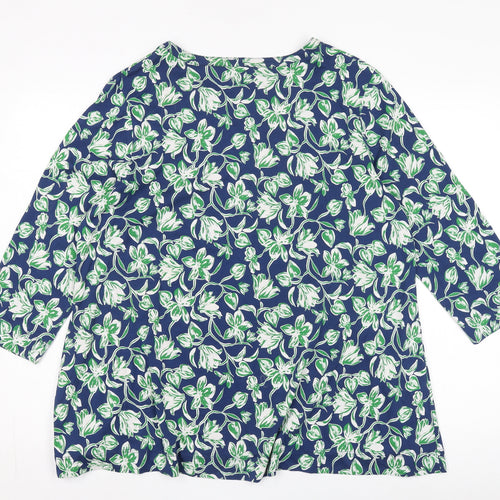 Seasalt Women's Blue Floral Blouse - Size 16