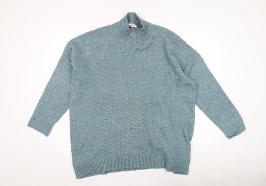 Fat Face Women's Blue Mock Neck Pullover Jumper Size 16