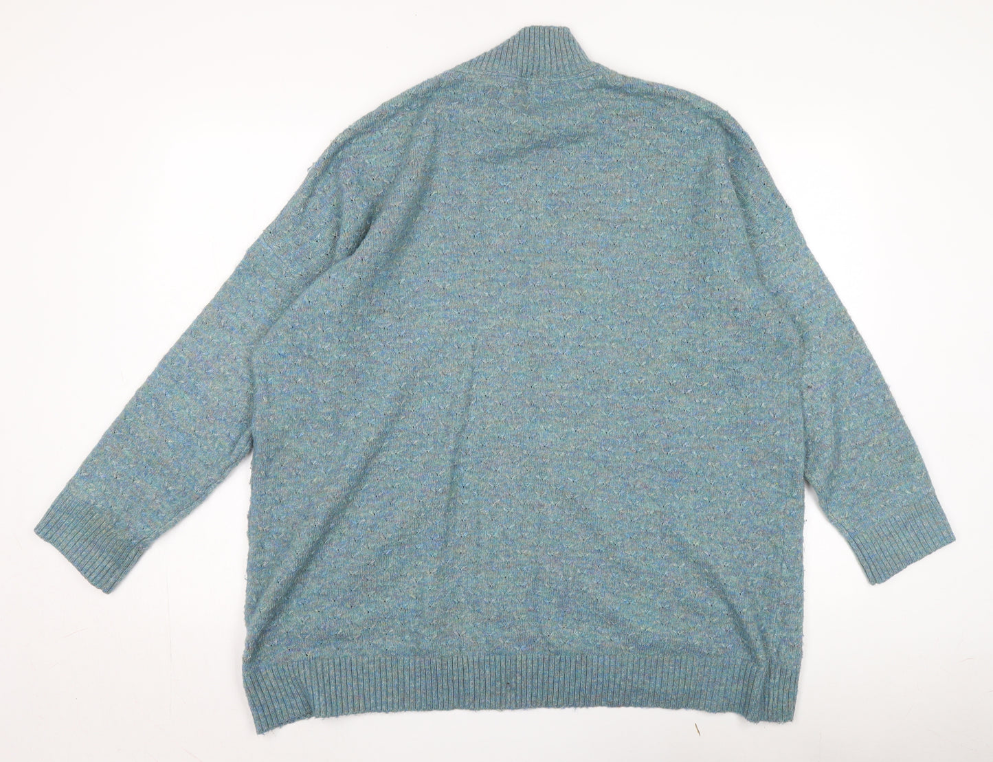 Fat Face Women's Blue Mock Neck Pullover Jumper Size 16