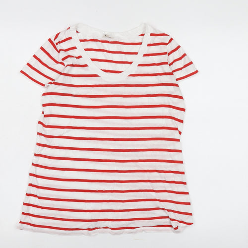 Jigsaw Women's Red Striped Cotton T-Shirt Size S