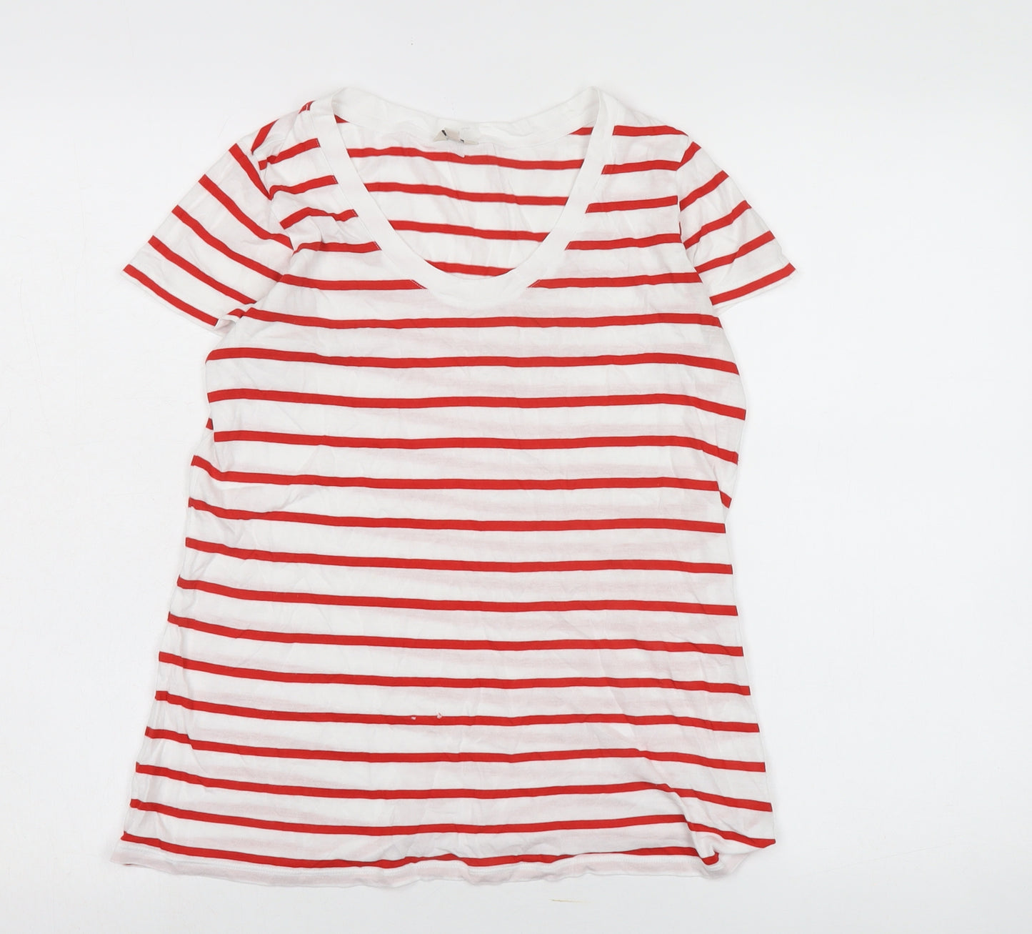 Jigsaw Women's Red Striped Cotton T-Shirt Size S