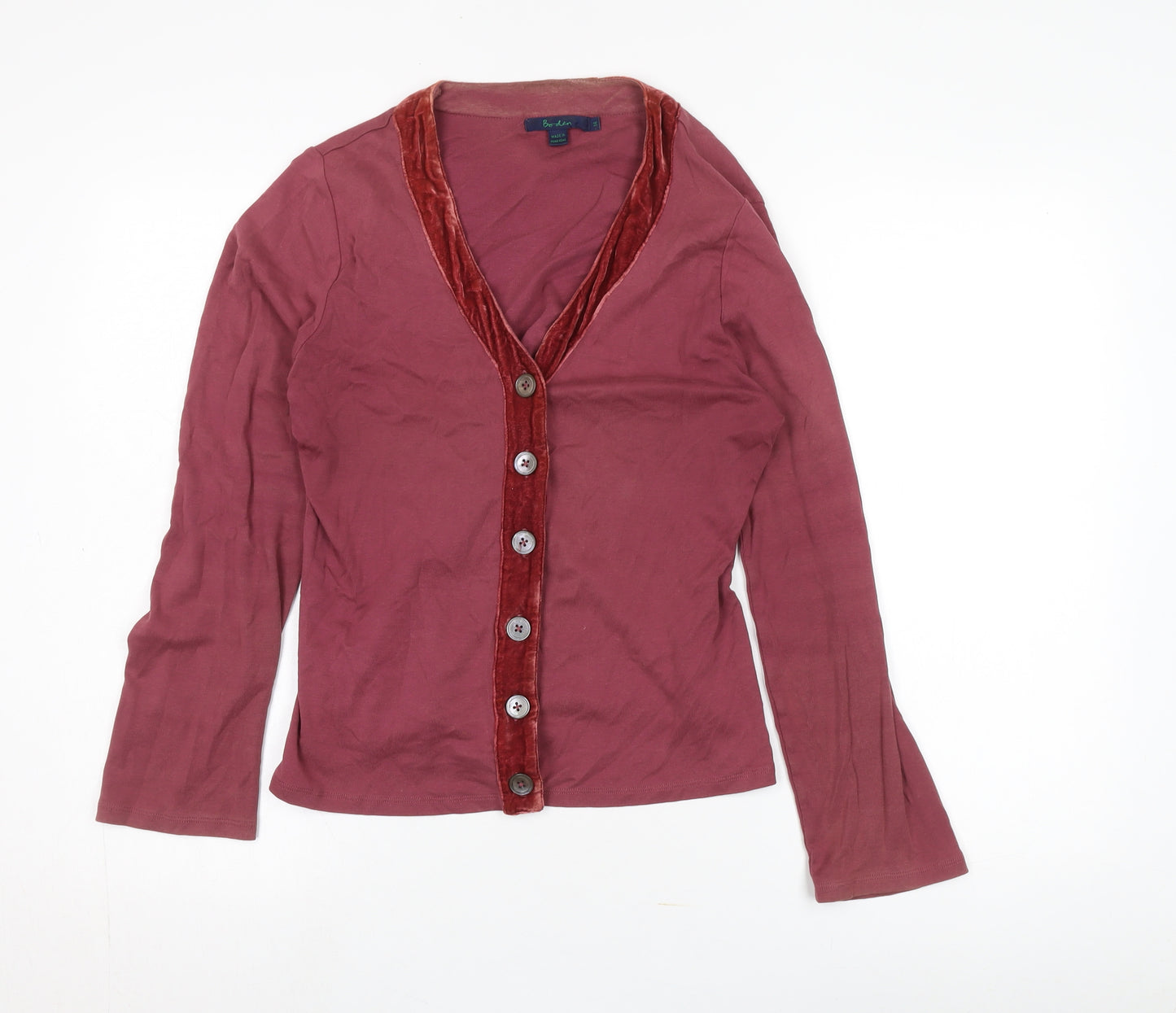 Boden Women's Red Button-Up Long Sleeve Top Size 14