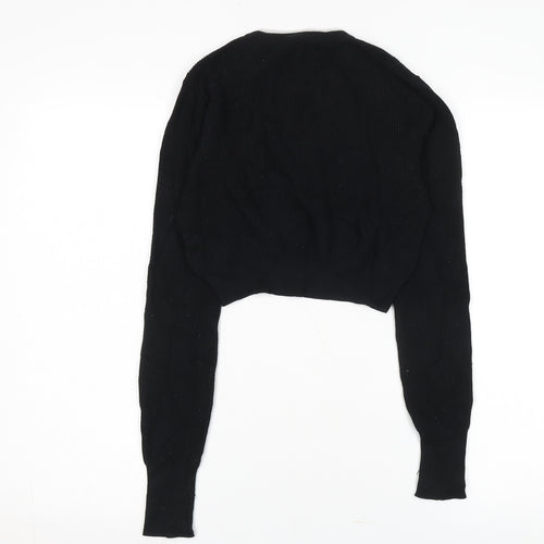 Jack Wills Women's Black Cropped Knit Crew Neck Jumper