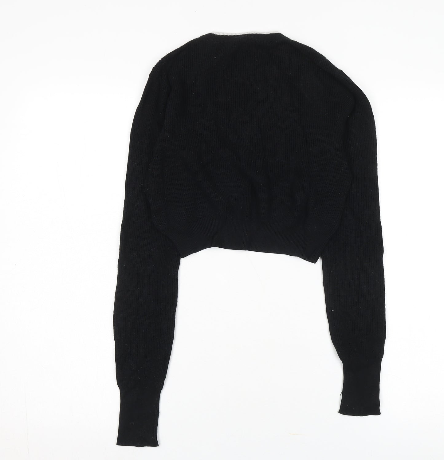 Jack Wills Women's Black Cropped Knit Crew Neck Jumper