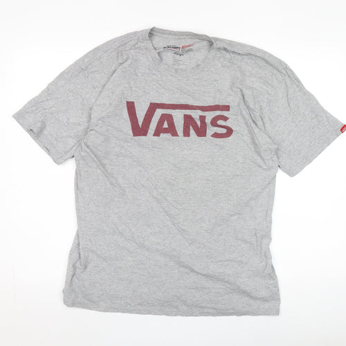 Vans Men's Grey Logo T-Shirt, Medium, Crew Neck