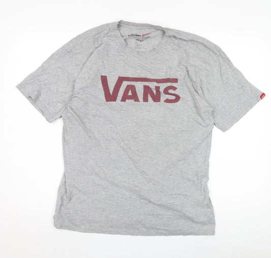 Vans Men's Grey Logo T-Shirt, Medium, Crew Neck