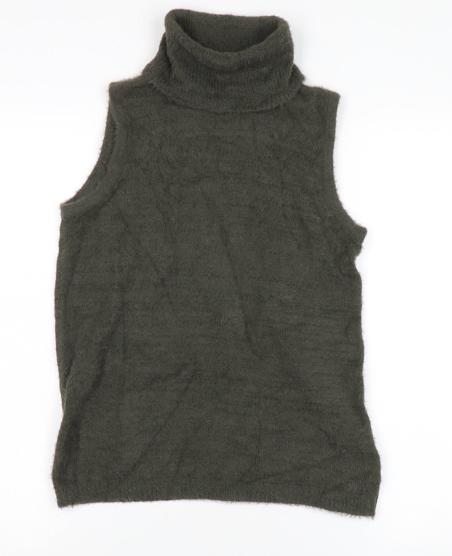 Cynthia Rowley Women's Green Roll Neck Sleeveless Jumper