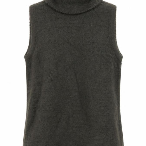 Cynthia Rowley Women's Green Roll Neck Sleeveless Jumper