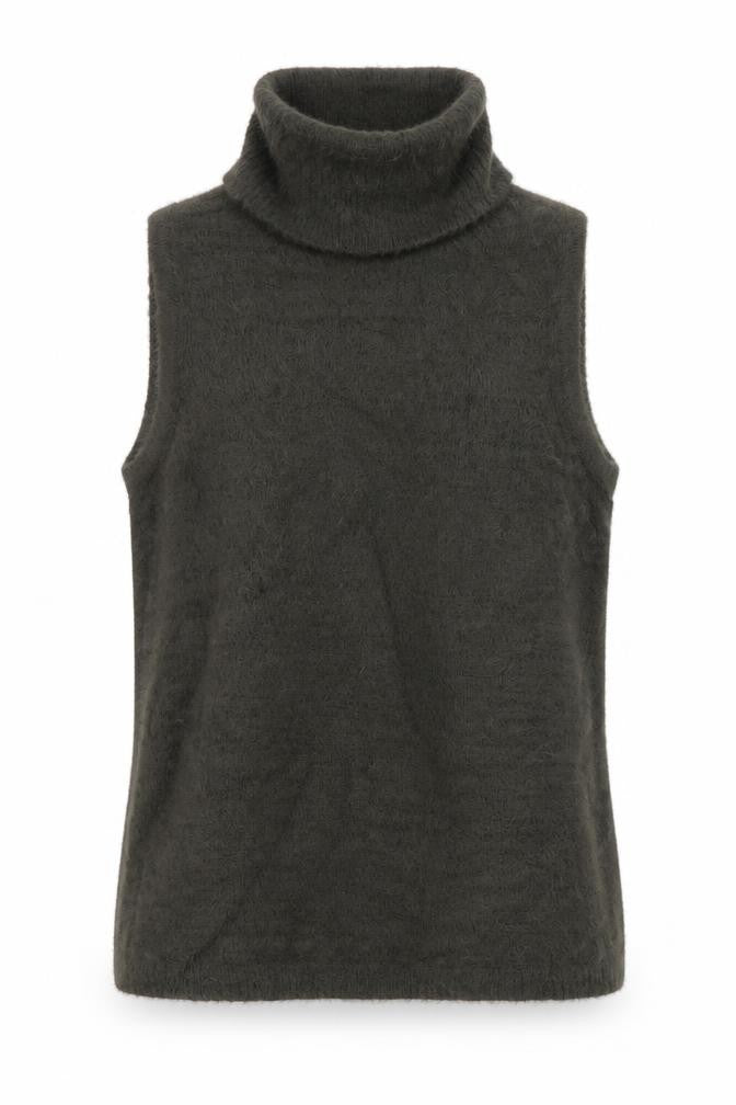 Cynthia Rowley Women's Green Roll Neck Sleeveless Jumper