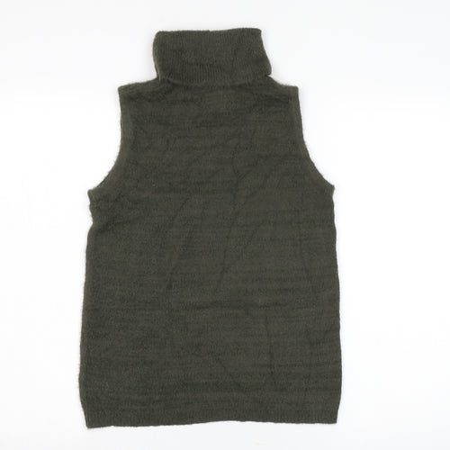 Cynthia Rowley Women's Green Roll Neck Sleeveless Jumper