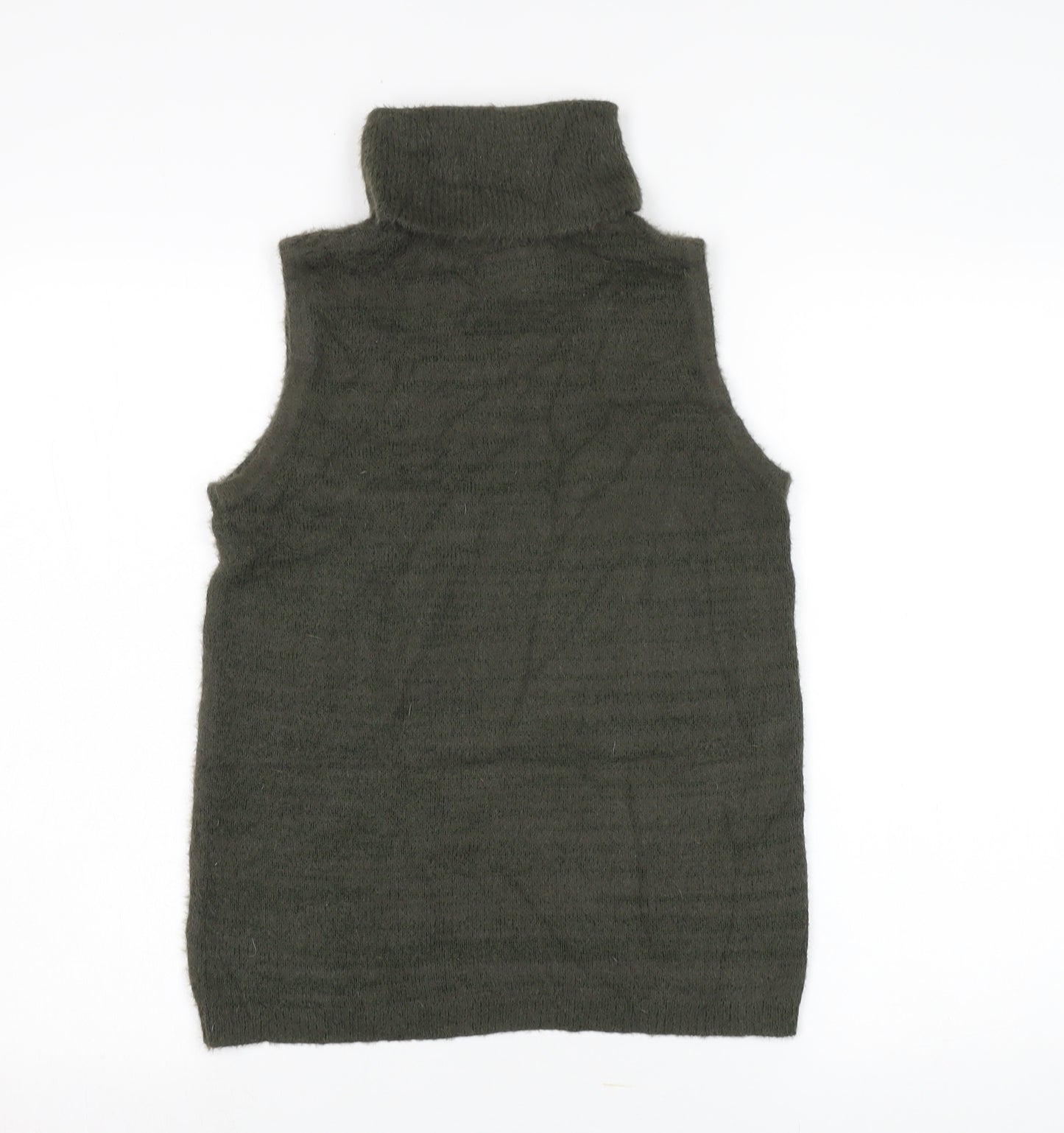Cynthia Rowley Women's Green Roll Neck Sleeveless Jumper