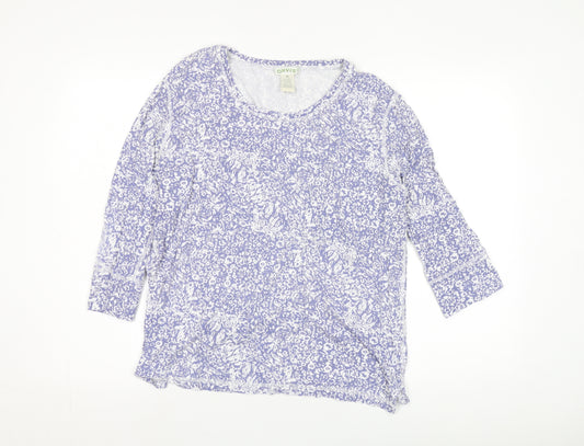 Orvis Women's Purple Floral XL 3/4 Sleeve Top