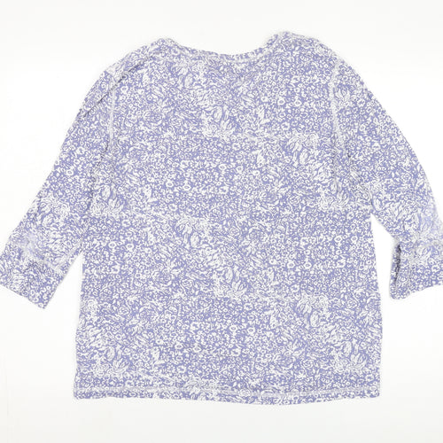 Orvis Women's Purple Floral XL 3/4 Sleeve Top