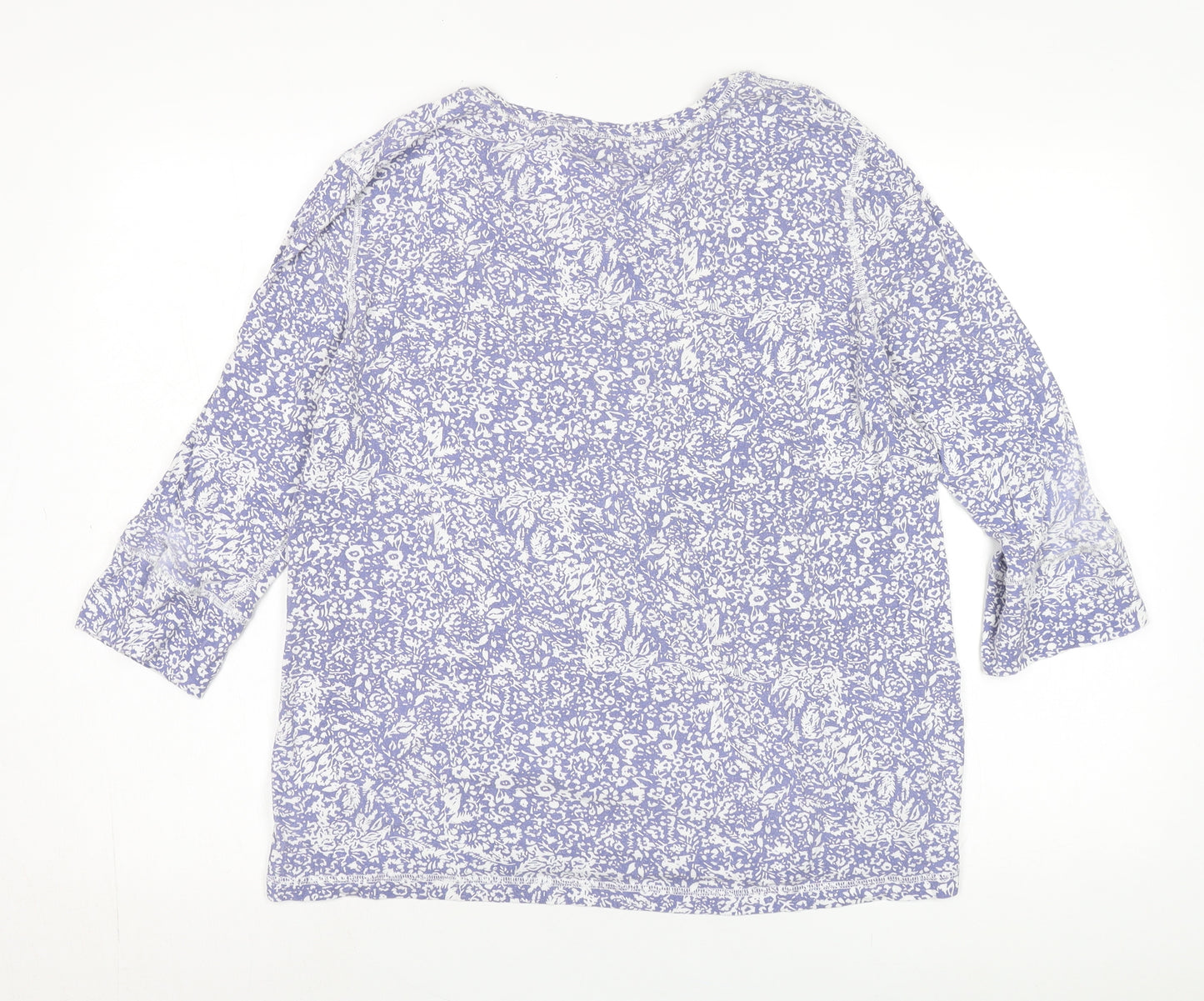 Orvis Women's Purple Floral XL 3/4 Sleeve Top