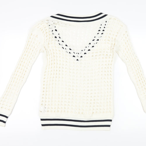 Next Women's Ivory V-Neck Jumper S