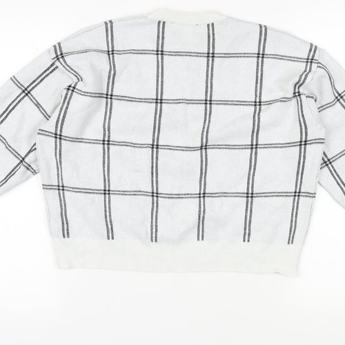 New Look Women's White Check Pullover Jumper M