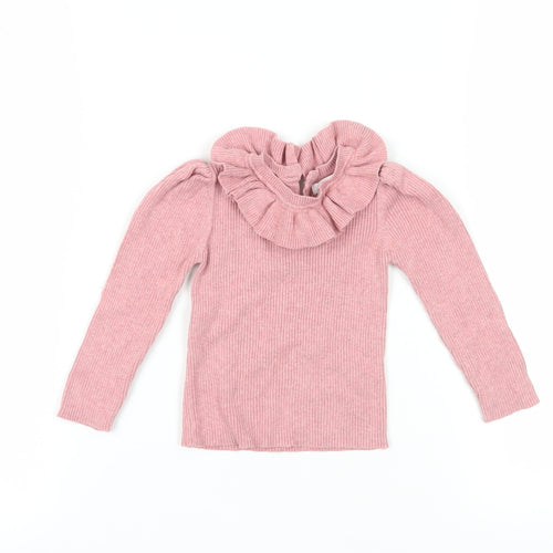 Next Girls Pink Knit Pullover Jumper 12-18 Months
