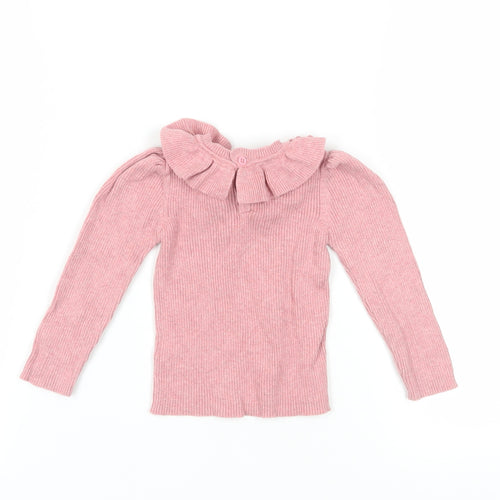 Next Girls Pink Knit Pullover Jumper 12-18 Months