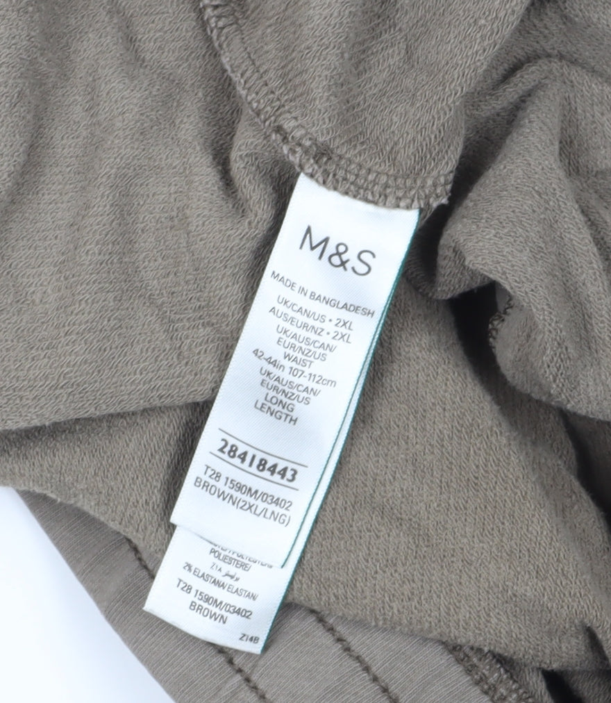 Marks and Spencer Men's Brown Jogger 2XL Elastic Waist