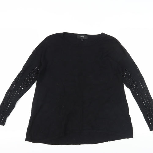 Next Women's Black Studded Pullover Jumper Size 8