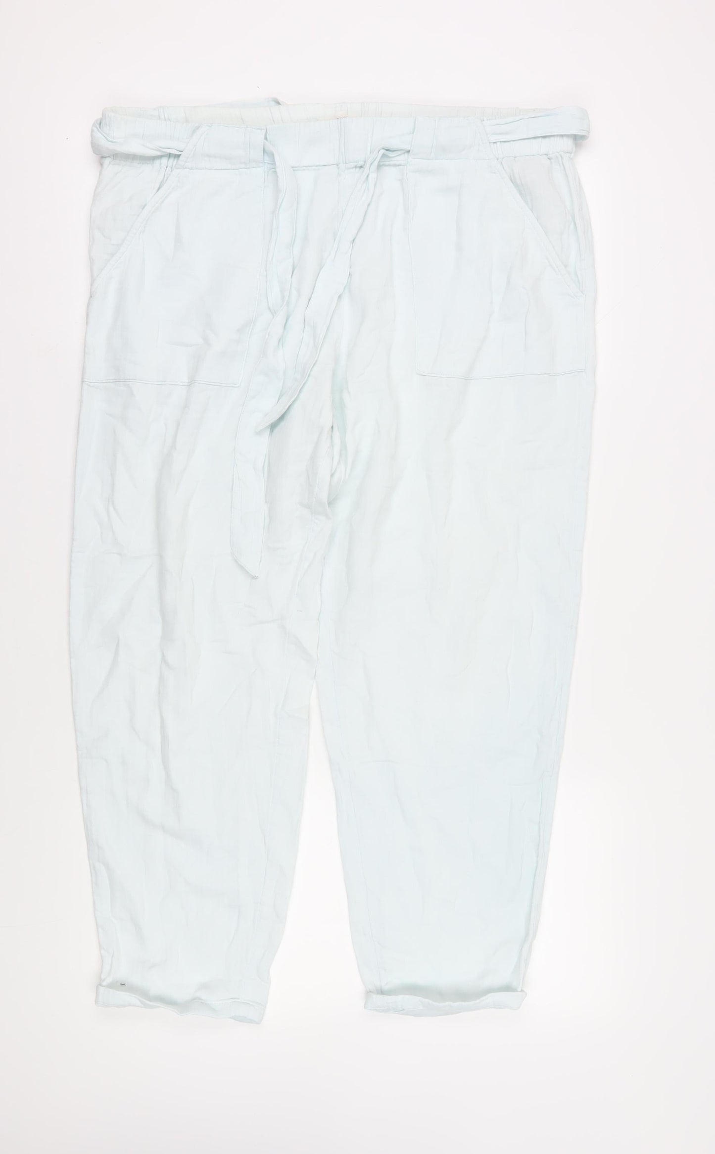 Marks and Spencer Women's Ivory Cotton Paperbag Trousers Size 20