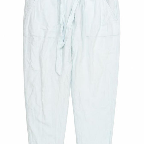 Marks and Spencer Women's Ivory Cotton Paperbag Trousers Size 20
