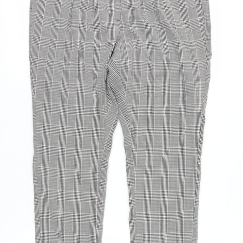 Next Women Grey Check Cropped Trousers Size 14
