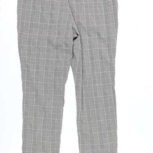 Next Women Grey Check Cropped Trousers Size 14