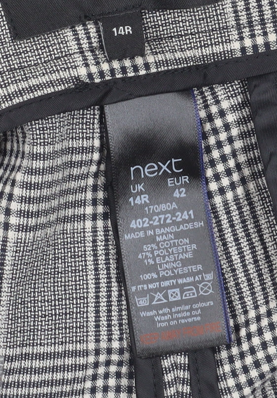 Next Women Grey Check Cropped Trousers Size 14