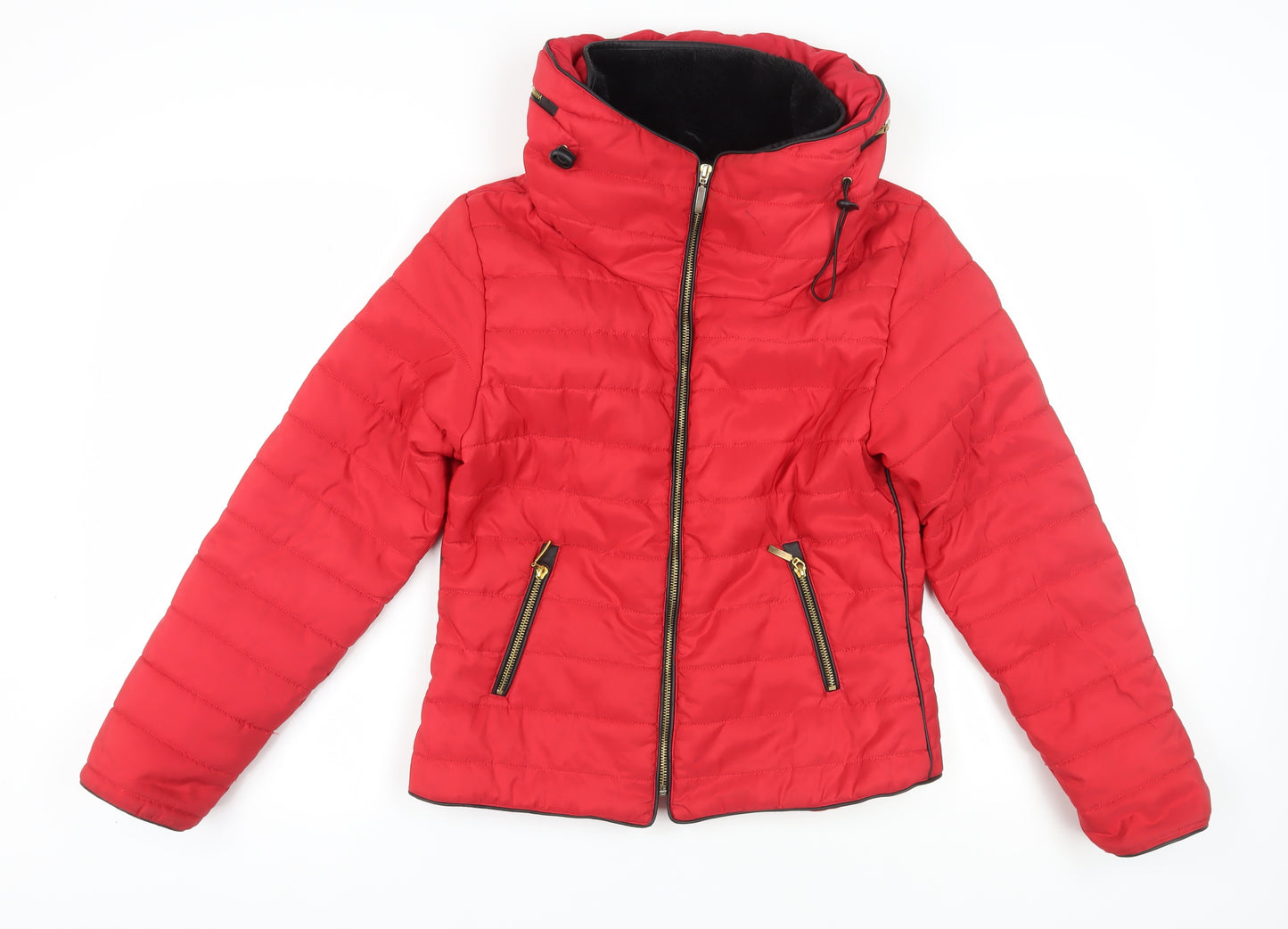 Lasula Women's Red Puffer Jacket M Hooded Casual