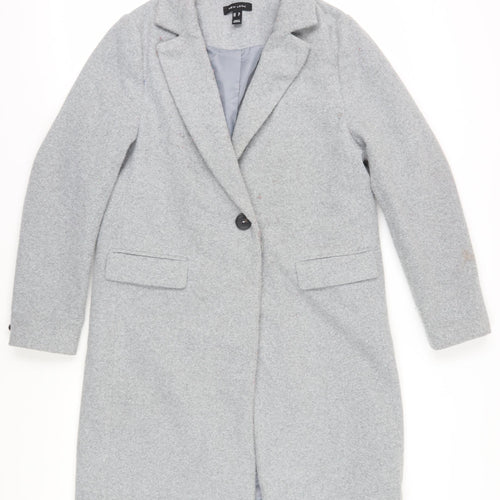 New Look Women's Grey Long Overcoat - Size 12