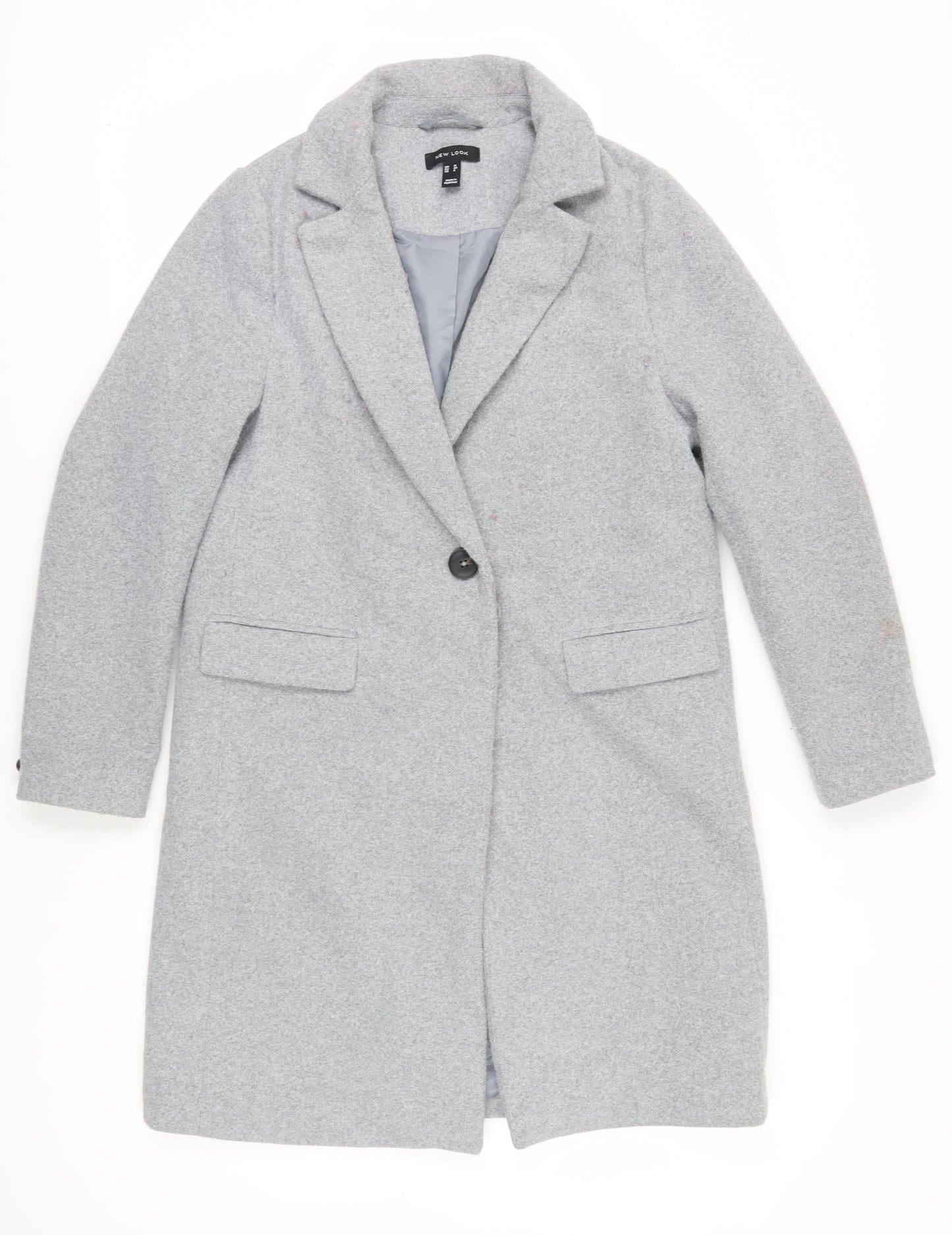 New Look Women's Grey Long Overcoat - Size 12