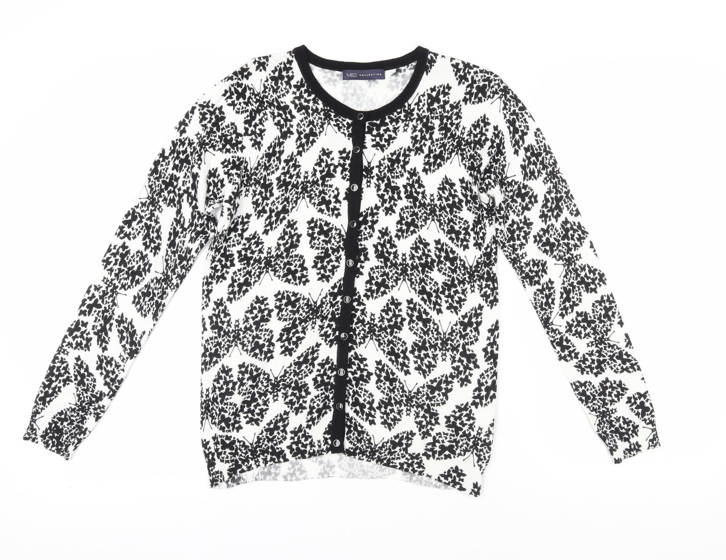 Marks and Spencer Women's Black Floral Cardigan, Size 12