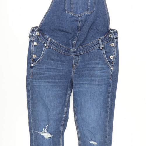 H&M Women's Blue Denim Maternity Dungarees, Size 12