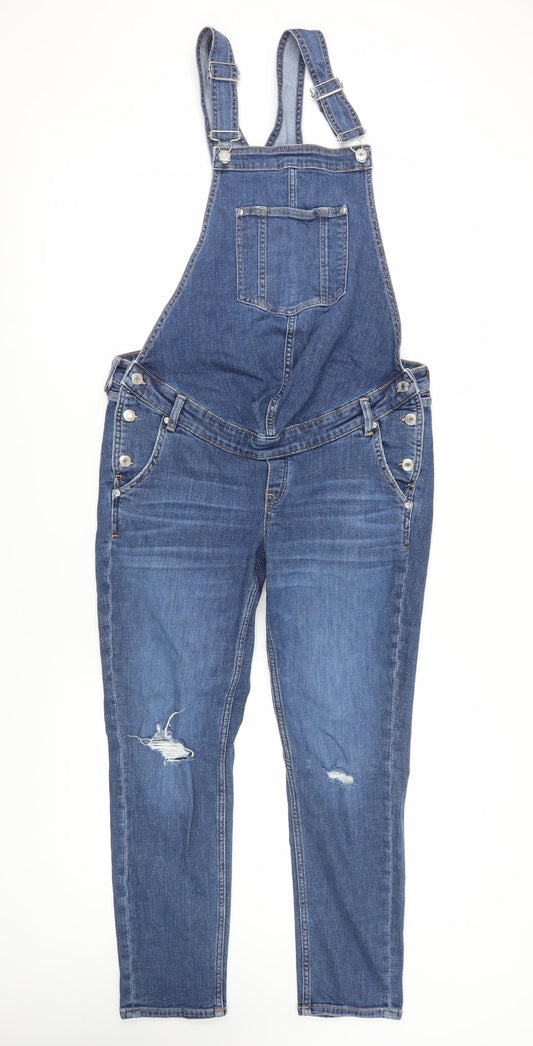 H&M Women's Blue Denim Maternity Dungarees, Size 12