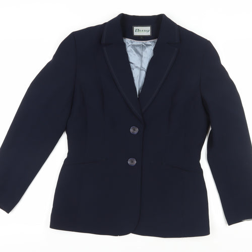 Busy Women's Blue Classic Blazer, Size 12