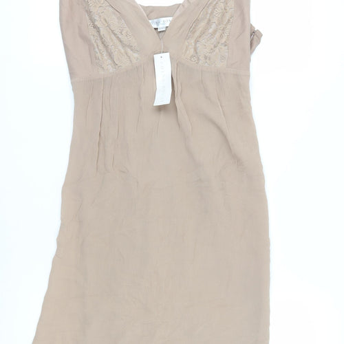 Edina Ronay Beige Silk Slip Dress for Women - Size 16