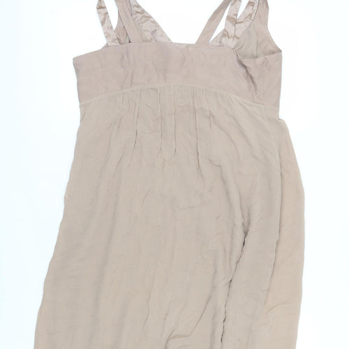 Edina Ronay Beige Silk Slip Dress for Women - Size 16