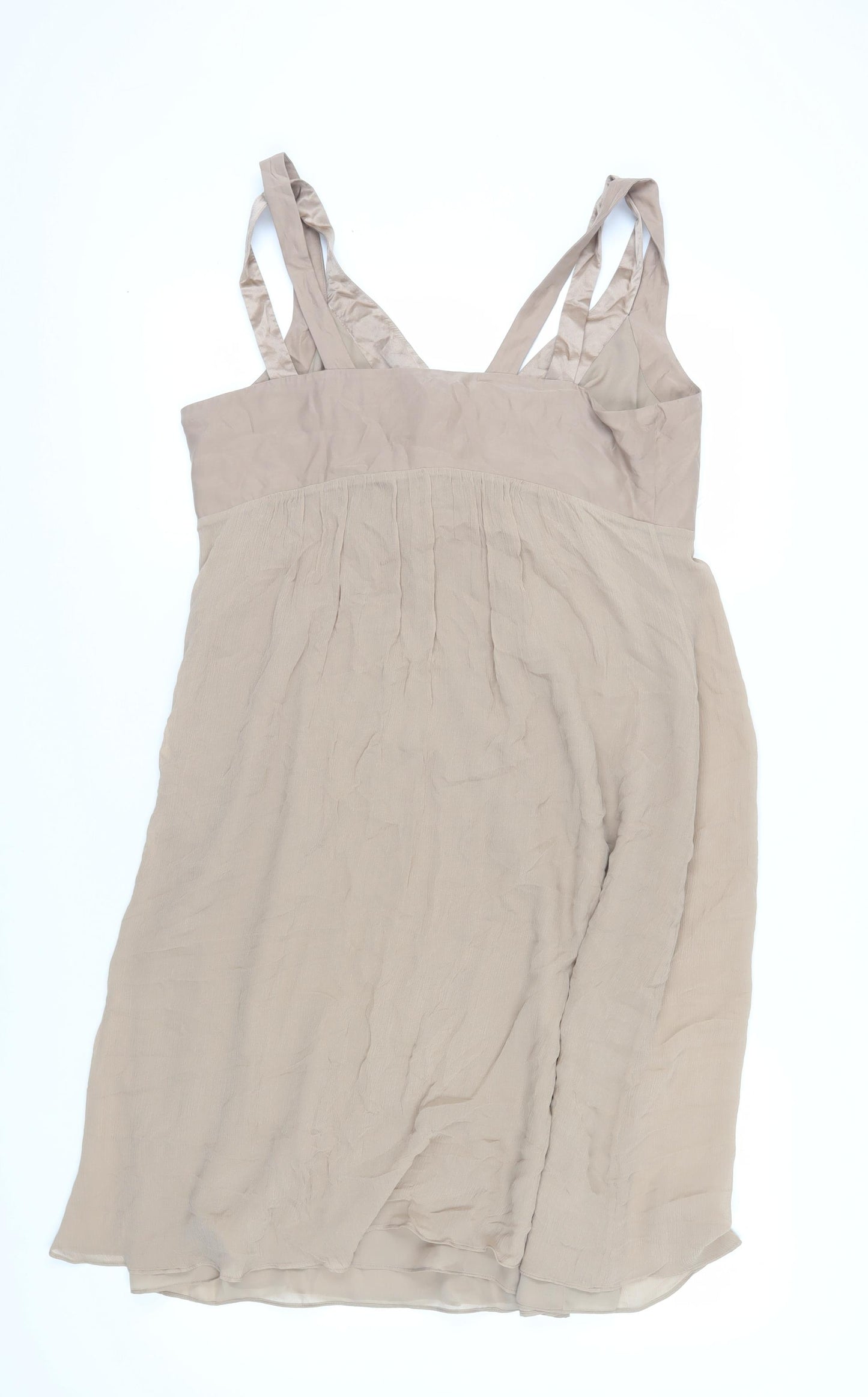 Edina Ronay Beige Silk Slip Dress for Women - Size 16