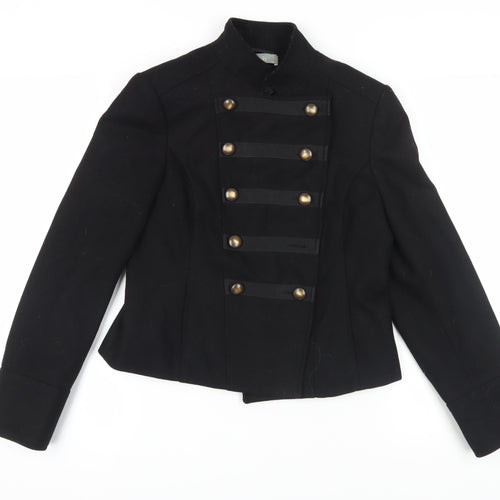 Wallis Women's Black Military Jacket Size 12 - Classic Style