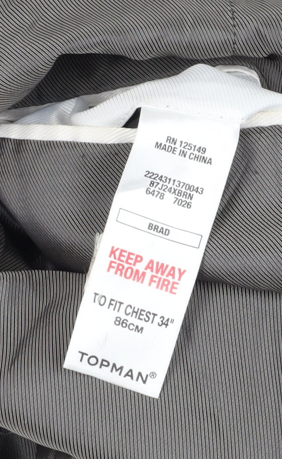 Topman Men's Brown Striped Blazer Size 34 Formal