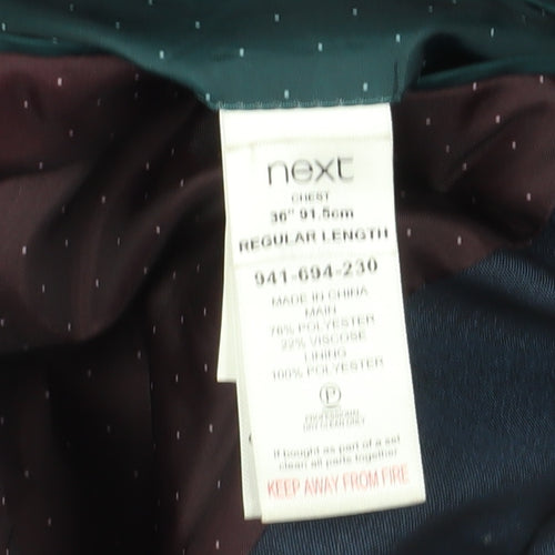 Next Men's Blue Blazer, Size 36R, Formal Single-Breasted