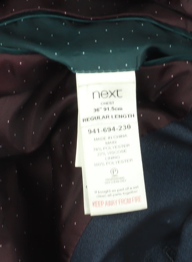 Next Men's Blue Blazer, Size 36R, Formal Single-Breasted