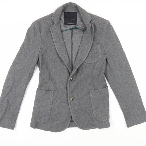 Zara Men Grey Slim Blazer Notch Lapel 38R Autumn