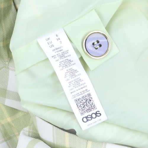 ASOS Women's Green Check Double-Breasted Blazer Size 6