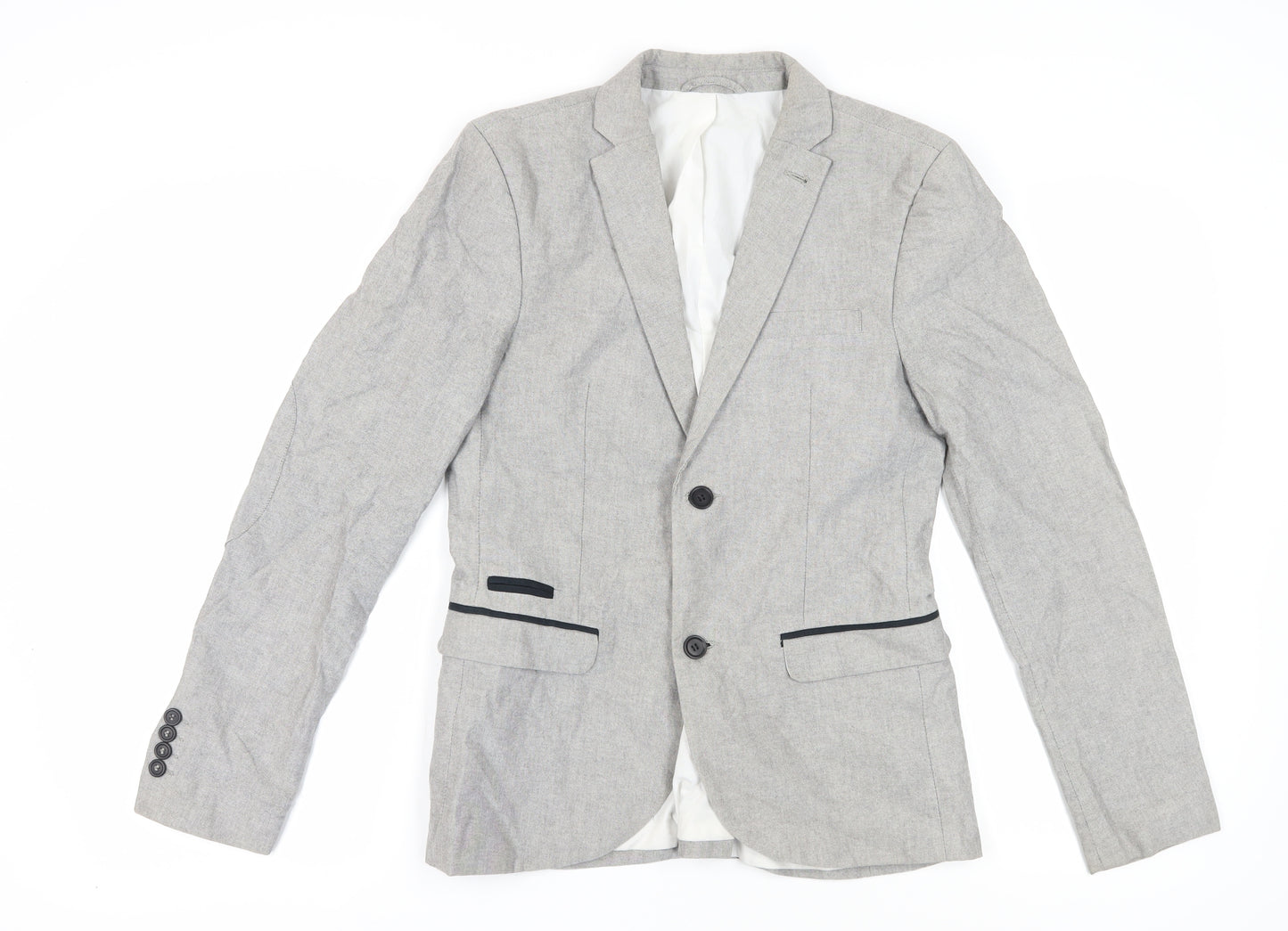 Topman Men's Grey Regular Fit Blazer, Size 38