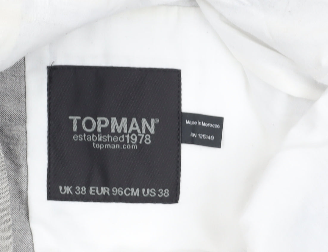 Topman Men's Grey Regular Fit Blazer, Size 38